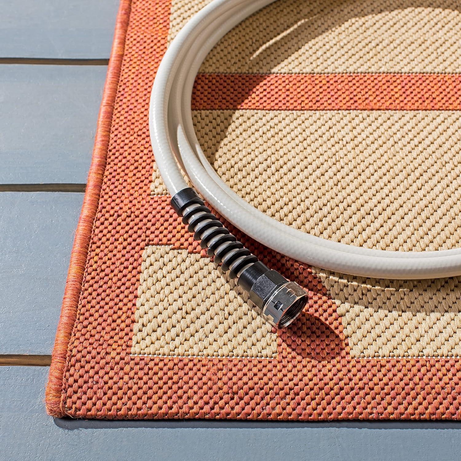 imageMartha Stewart x SAFAVIEH Outdoor Area Rug Collection  8 x 112quot Beige ampamp Terracotta Weather Resistant ampamp Washable Ideal for Patio Backyard Mudroom Deck Dining Space MSR4121JBeigeTerracotta