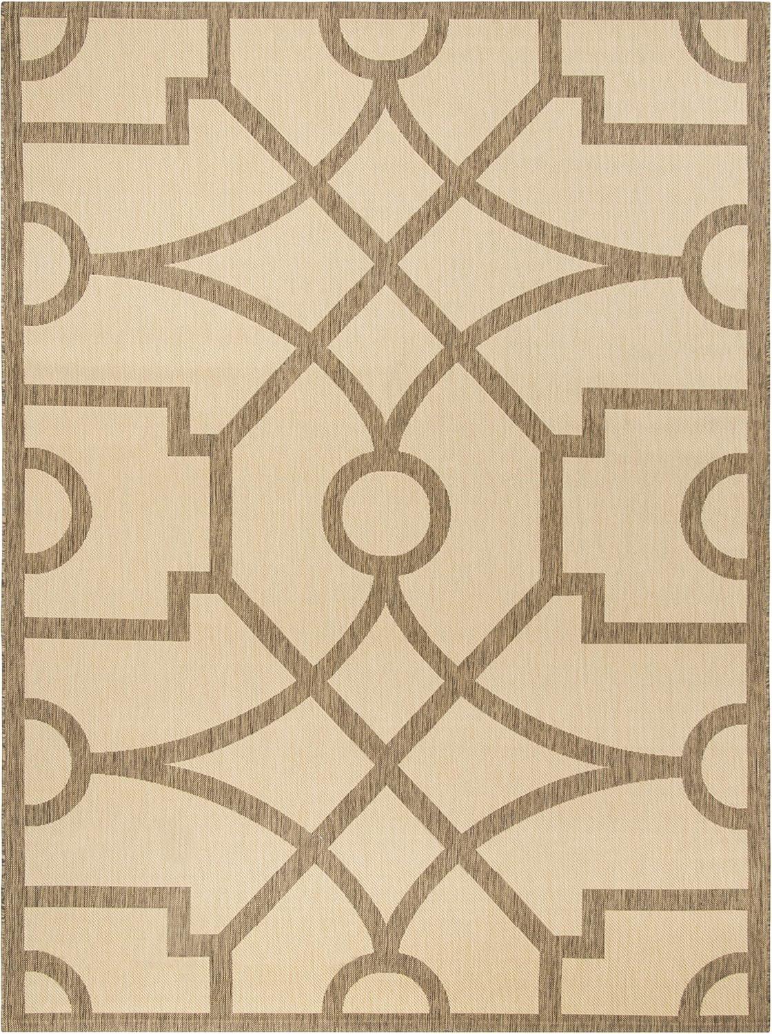 imageMartha Stewart x SAFAVIEH Outdoor Area Rug Collection  8 x 112quot Beige ampamp Terracotta Weather Resistant ampamp Washable Ideal for Patio Backyard Mudroom Deck Dining Space MSR4121JBeigeDark Beige