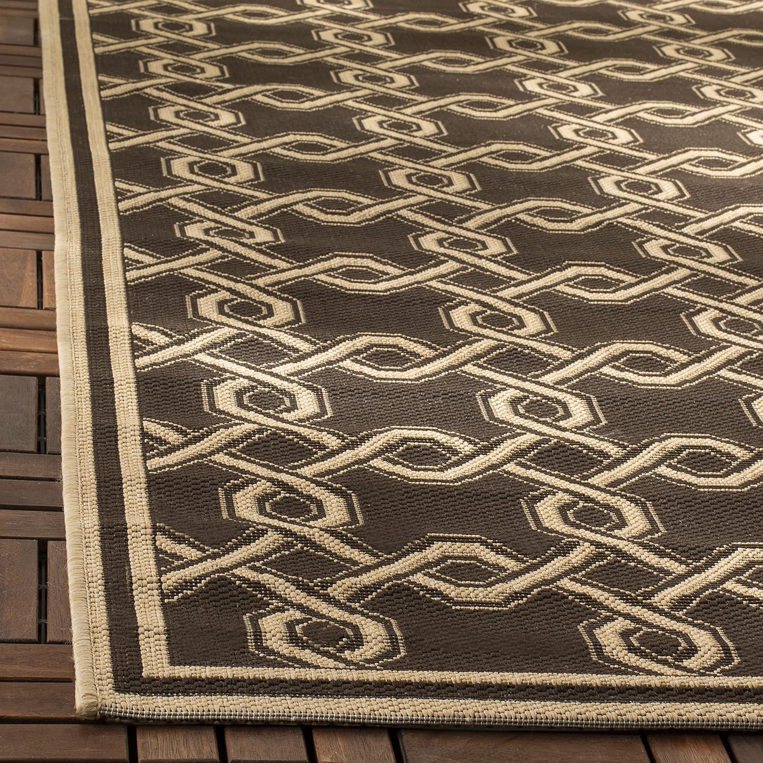 imageMartha Stewart x SAFAVIEH Outdoor Area Rug Collection  8 x 112quot Brown ampamp Cream Weather Resistant ampamp Washable Ideal for Patio Backyard Mudroom Deck Dining Space MSR425322