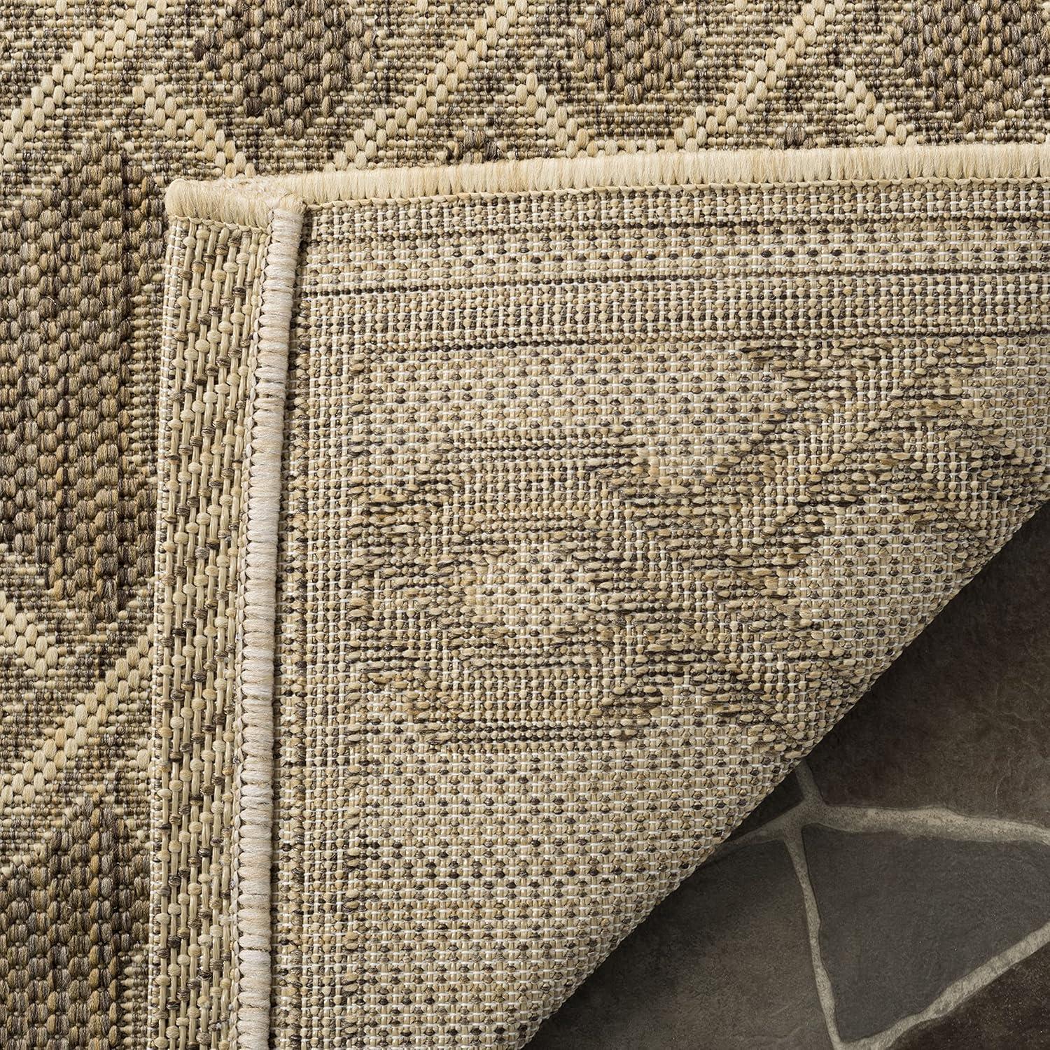 imageMartha Stewart x SAFAVIEH Outdoor Area Rug Collection  8 x 112quot Brown ampamp Cream Weather Resistant ampamp Washable Ideal for Patio Backyard Mudroom Deck Dining Space MSR425322