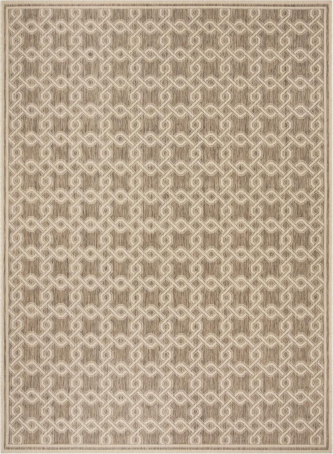 imageMartha Stewart x SAFAVIEH Outdoor Area Rug Collection  8 x 112quot Brown ampamp Cream Weather Resistant ampamp Washable Ideal for Patio Backyard Mudroom Deck Dining Space MSR425322