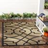 Martha Stewart x SAFAVIEH Outdoor Area Rug Collection – 8′ x 11’2″, Beige & Terracotta, Weather Resistant & Washable, Ideal for Patio, Backyard, Mudroom, Deck, Dining Space (MSR4121J)(Dark Beige/Black)