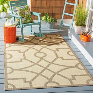 Martha Stewart x SAFAVIEH Outdoor Area Rug Collection – 8′ x 11’2″, Beige & Terracotta, Weather Resistant & Washable, Ideal for Patio, Backyard, Mudroom, Deck, Dining Space (MSR4121J)(Beige/Dark Beige)