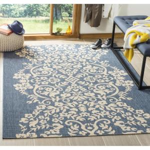 Martha Stewart x SAFAVIEH Outdoor Area Rug Collection – 8′ x 11’2″, Cinnamon Stick, Weather Resistant & Washable, Ideal for Patio, Backyard, Mudroom, Deck, Dining Space (MSR4256-241)(Azurite)