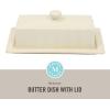 Martha Stewart Broadbrook Stoneware Butter Dish with Lid, Rectangular Covered Butter Keeper, 8.1 x 4.4 x 3 Inches, Classic Cream Glaze, Dishwasher Safe Ceramic Storage for Counter or Table