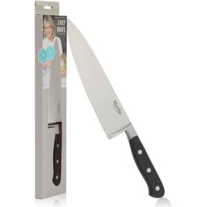 Martha Stewart Carverton 8″ Chef Knife, High Carbon Stainless Steel Kitchen Knives w/Black Triple Riveted Handle(Stainless Steel Blade / Black Handle (Chef’s Knife))